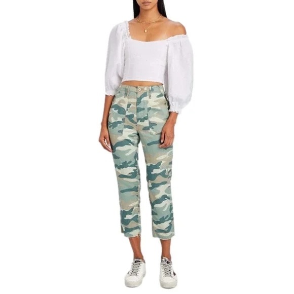 MOTHER Shaker Chop Crop Camo Trousers Jeans NWT Size 30 - Picture 2 of 4